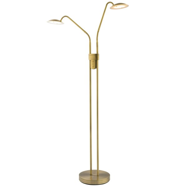 Double Arm Brass Floor Lamp with Dimmer and Colour Control Warm-Cool White Image 2