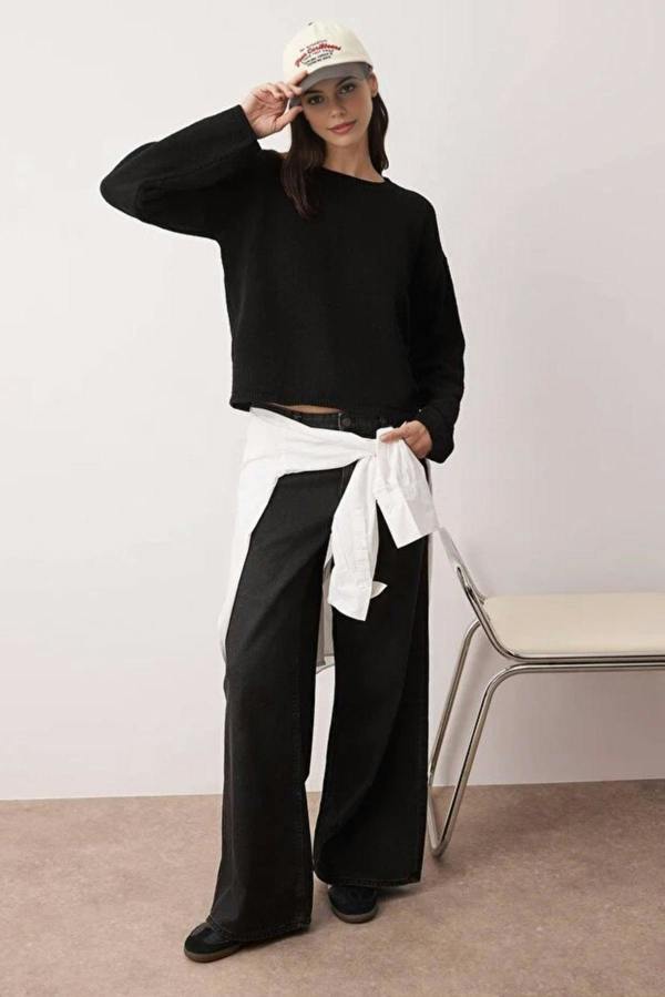 WOVCOR Cotton Loose Fit Basic Knit Sweater