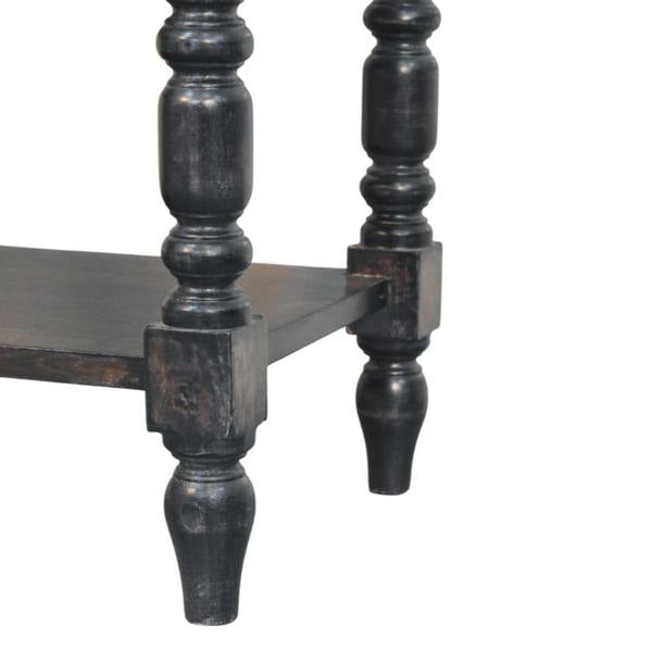 Artisan Furniture Solid Wood Heritage Turned-Leg Side Table, 1 Drawer & 2 Open Slots, Dark Brown
