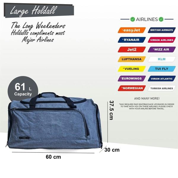 Infinity Luggage Extra Large Duffel Weekend Holdall Carry-On Cabin Bag Gym Sports Travel Bag