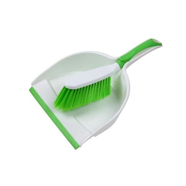 SupaHome Deluxe Dustpan and Brush - White/Green - 