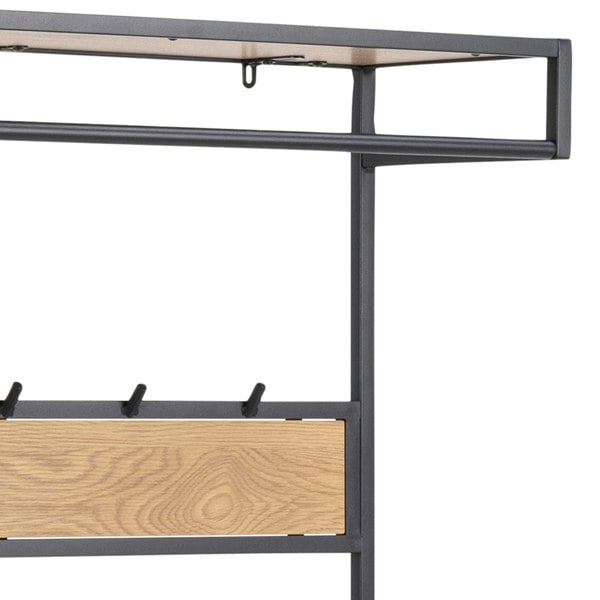 Furniture To Go Seaford Clothes Rack with 3 Shelves in Black and Oak
