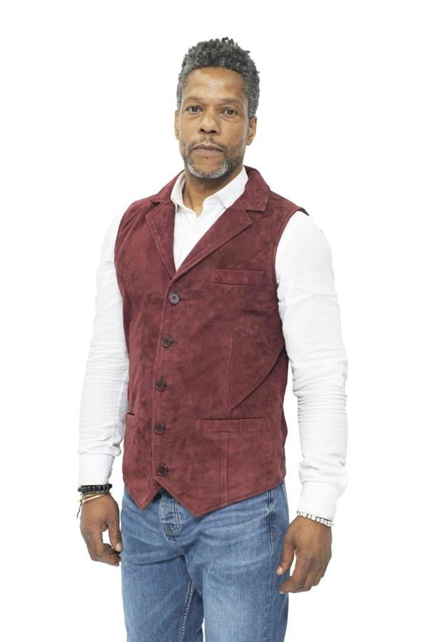 Infinity Leather Mens Classic Smooth Goat Suede Leather Waistcoat-Exeter