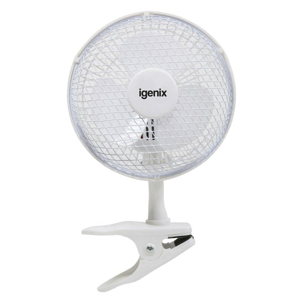 igenix Clip On Desk Fan, 2 Speeds, 6 Inch, White