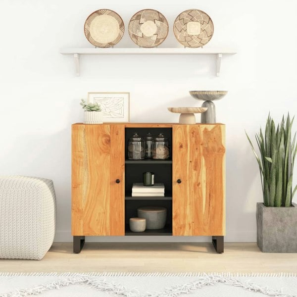 Berkfield Sideboard with 2 Doors 90x33x75 cm Solid Wood Acacia