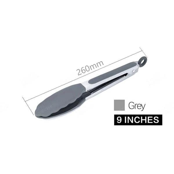 Anygleam Tong Stainless Steel Small Gray Handle Clip Heat Resistant Cooking Baking Salad Steak Kitchen Gadget