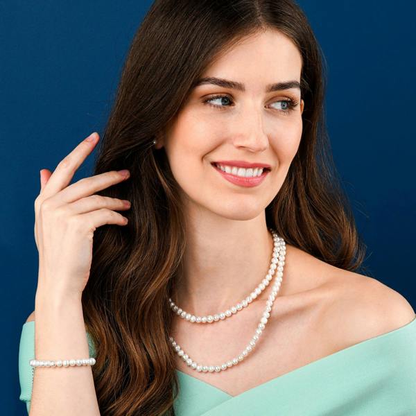 namana 16-inch Long Freshwater Pearl Necklace in 925 Sterling Silver for Women