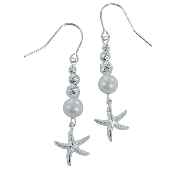 Pearl and Starfish Drop Earrings - Reeves & Reeves