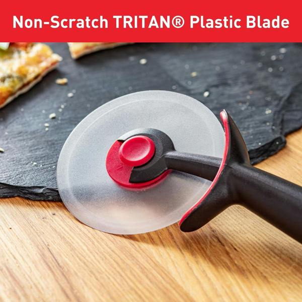 Tefal Ingenio Premium Pizza Cutter Non-Scratch Kitchen Tool Black and Red