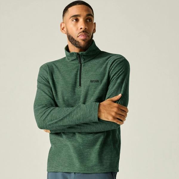 Regatta Mens Thompson Marl Half Zip Fleece Jacket - Dark Forest Green - 
