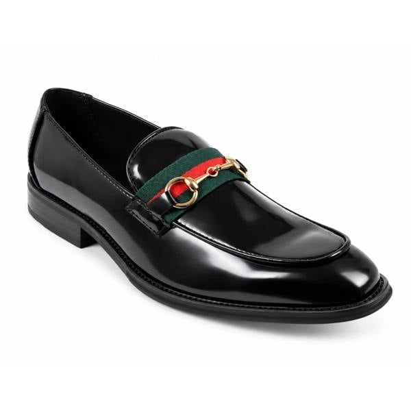 Dolcetto Men's Patent Vegan Leather Slip-On Horsebit Loafers
