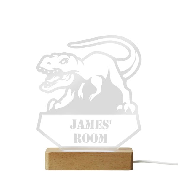 Personalised Memento Company Personalised Dinosaur Wooden Based LED Light