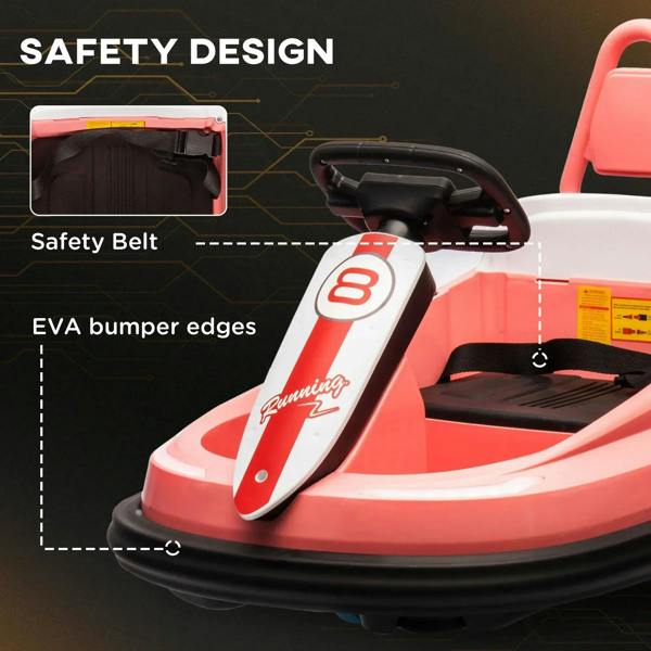 Pink bumper car with safety belt and EVA bumper edge protection