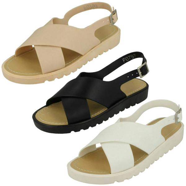 Spot On Ladies Spot On Low Slingback X Vamp Sandal