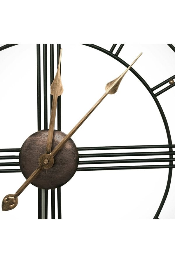 Living and Home 60cm Dia Round Skeleton Metal Wall Clock with Gold Needles