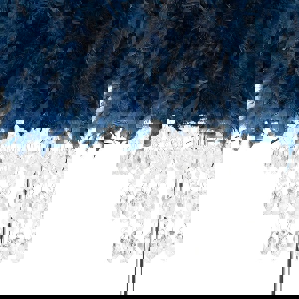 Chandelier Style Midnight Blue Feather Floor Lamp with Waterfall Drops Image 3