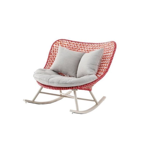 Temescal Rattan Garden Rocking Chair, Indoor/ Outdoor Furniture-Weilai Concept-Red-Weilai Concept