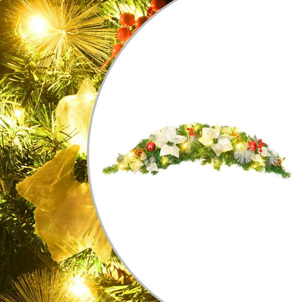 Berkfield Christmas Arch with LED Lights Green 90 cm PVC