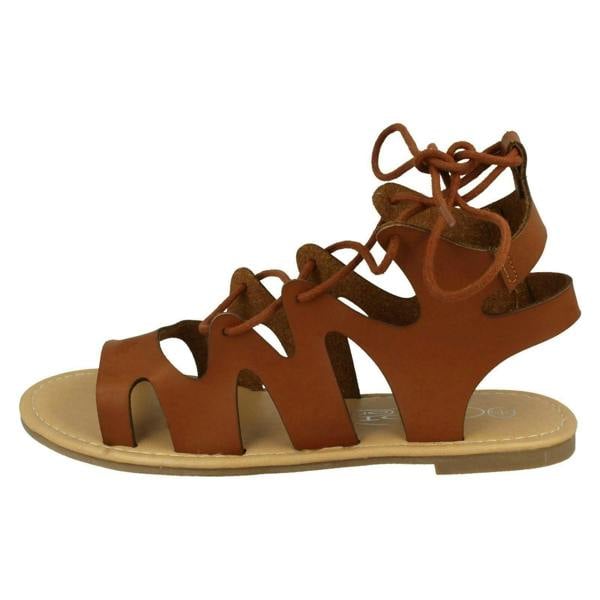 Spot On Ladies Spot On Lace Up Leg Flat Gladiator Sandals