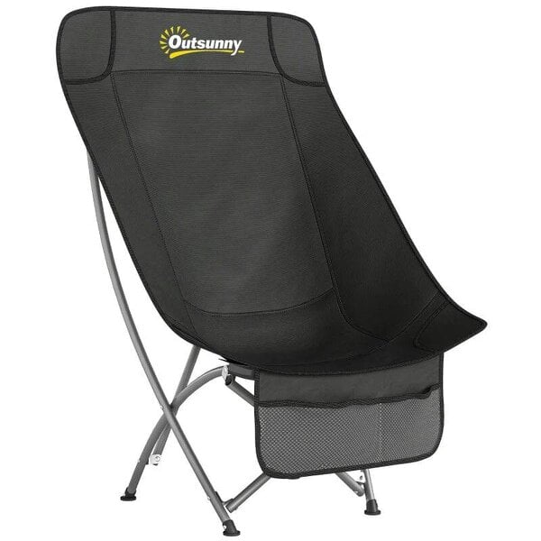 Camping Chair for Adults Heavy Duty Folding Camp Chair with Side Pocket and Carry Bag Black
