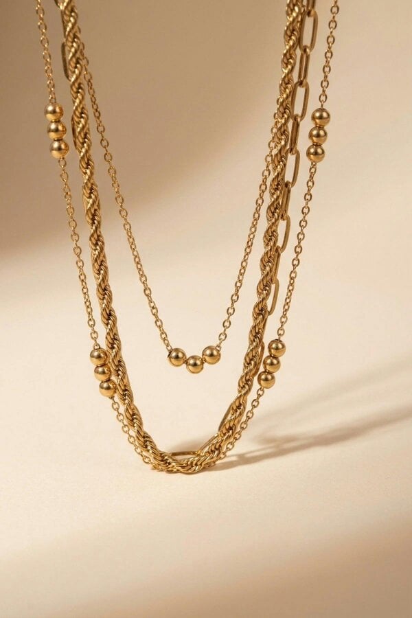 ARIIRA Marianne Layered Gold Tone Multi Chain Necklace