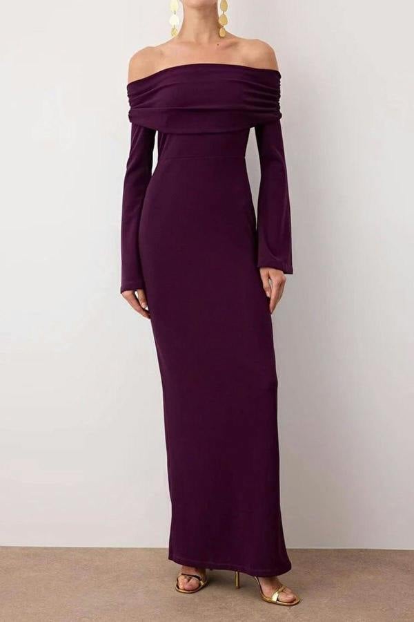WOVCOR Carmen Collar Maxi Elegant Evening Dress