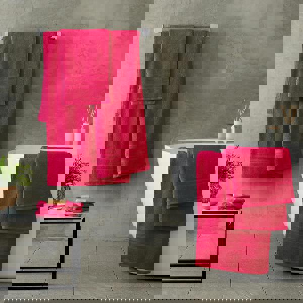 Catherine Lansfield Zero Twist Cotton Bath Sheet Pair Hot Pink