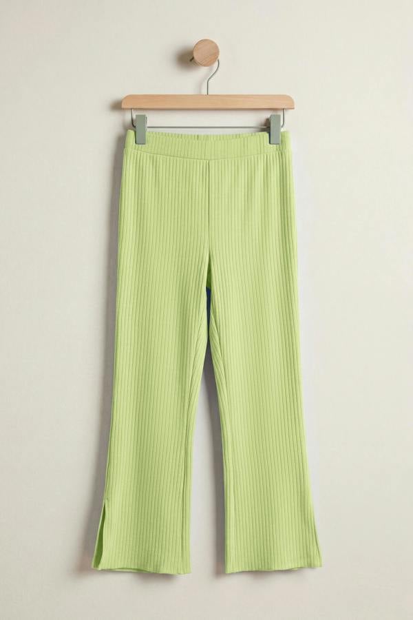ENORSIA Textured Rib Side Slit Jersey Trousers