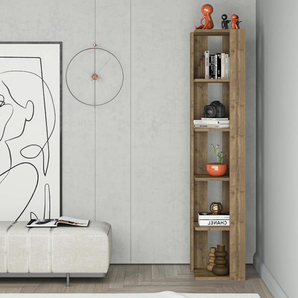 Decortie Nati Tall Corner Bookcase Modern Shelving Unit Space-Saving Storage 161cm