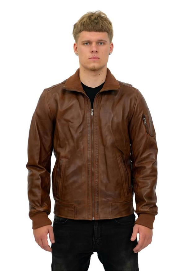 Infinity Leather Mens Leather Varsity Bomber Jacket-Adana