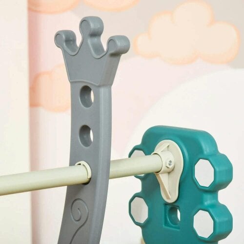 Bobobiy 3-in-1 Kids Swing and Slide Set with Basketball Hoop, Adjustable Swing Seat Height, Indoor & Outdoor Toddler Playground