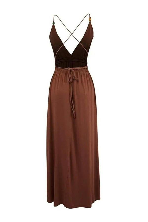 WOVCOR Knitted Maxi Beach Dress with Slit