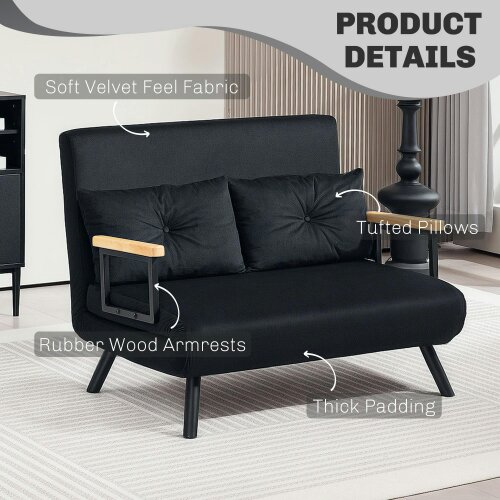 Wyld Haus Tarico Black 4 In One Convertible Double Sofa Bed With Cushions