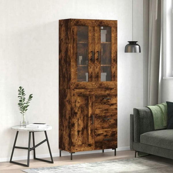 Berkfield Highboard Smoked Oak 69.5x34x180 cm Engineered Wood