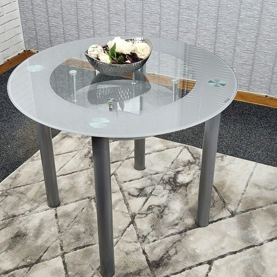 Kosy Koala Glass Grey Dining Table Round Dining Table Dining Room Kitchen Furniture