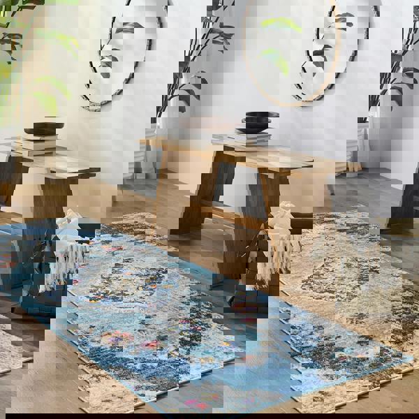 Livabliss Floransa-Vintage Blue Beige Grey Pink Traditional Boho Rug