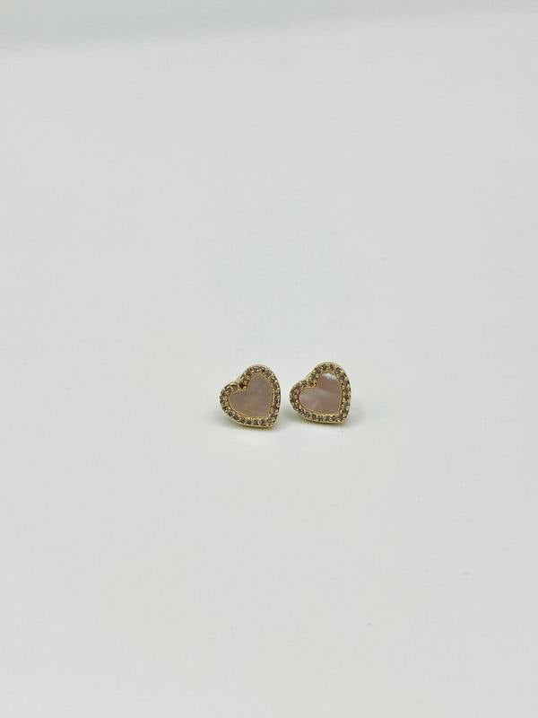 SVNX Diamante & Seashell Heart Earrings In Gold