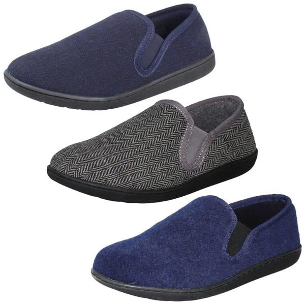 Clarks Mens Clarks Textile Slip On Twin Gusset Slippers King Ease