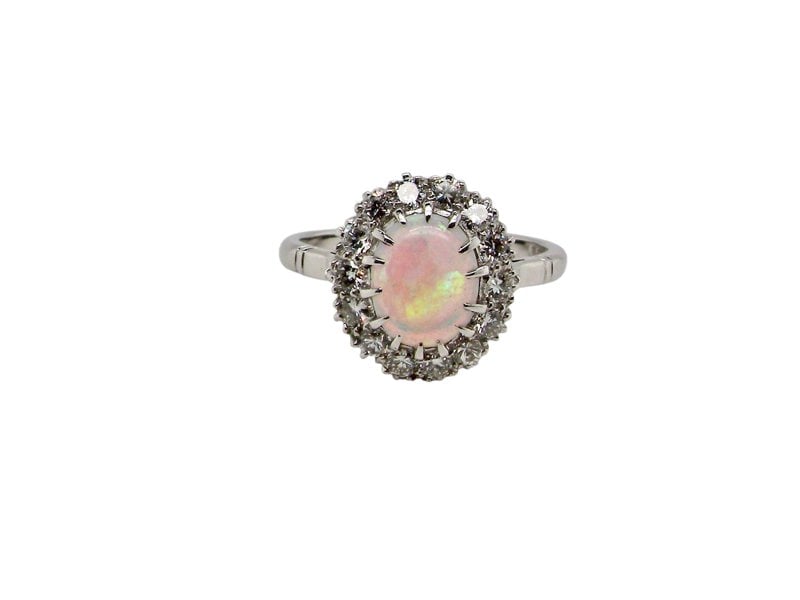 white gold opal and diamond ring