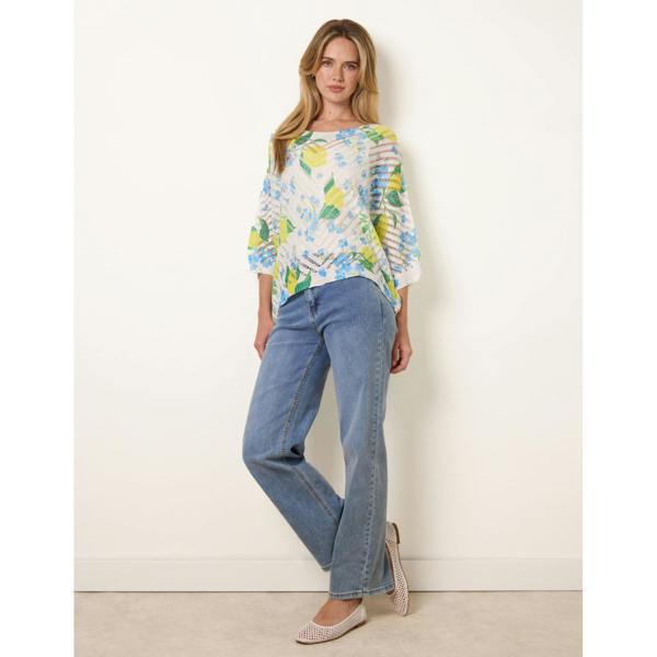 Blue Vanilla Lemon Floral Crochet Knit Jumper