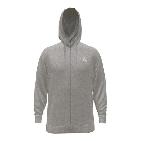 SikSilk Mens Regular Full Zip Hoodie - Grey Marl - 