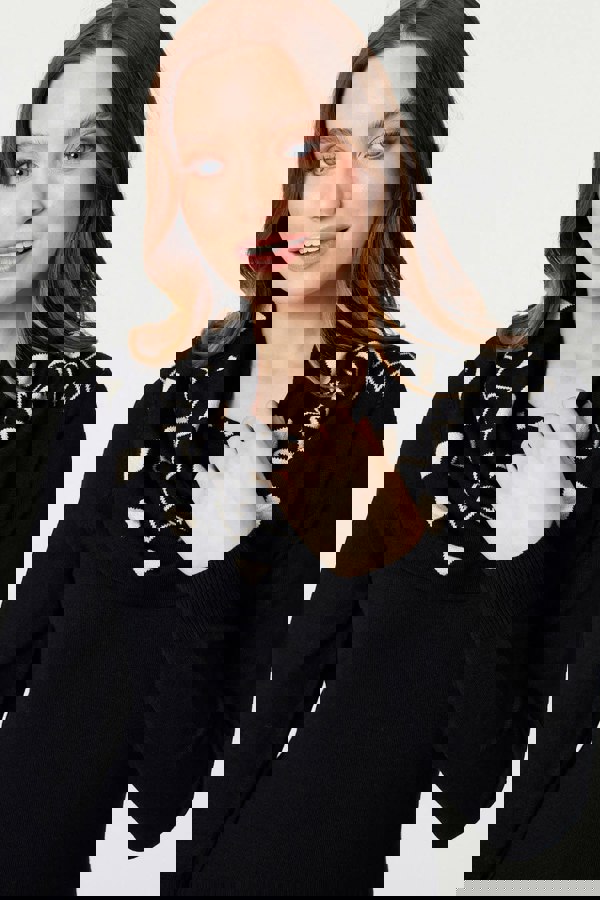 Black | Printed Knit Skater Dress