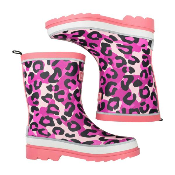 Regatta Childrens/Kids Mudplay III Leopard Print Wellington Boots - Pink Lemonade - 