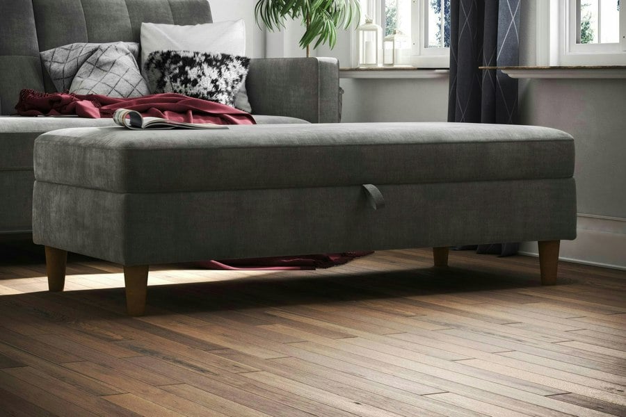 Dorel Home Hartford ottoman with storage in grey fabric