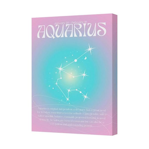 Benjamin Tate Design Aquarius Zodiac Canvas Wall Art Print With Celestial Constellation Design