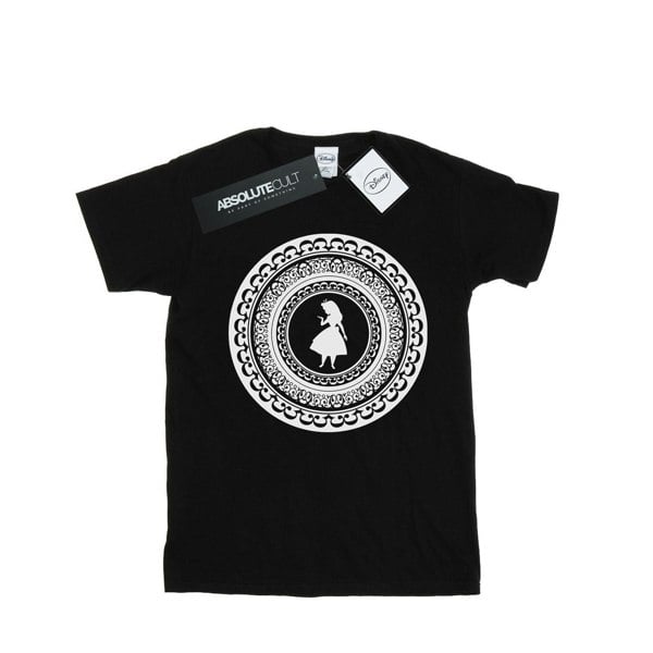 Disney Womens/Ladies Alice In Wonderland Circle Cotton Boyfriend T-Shirt - Black