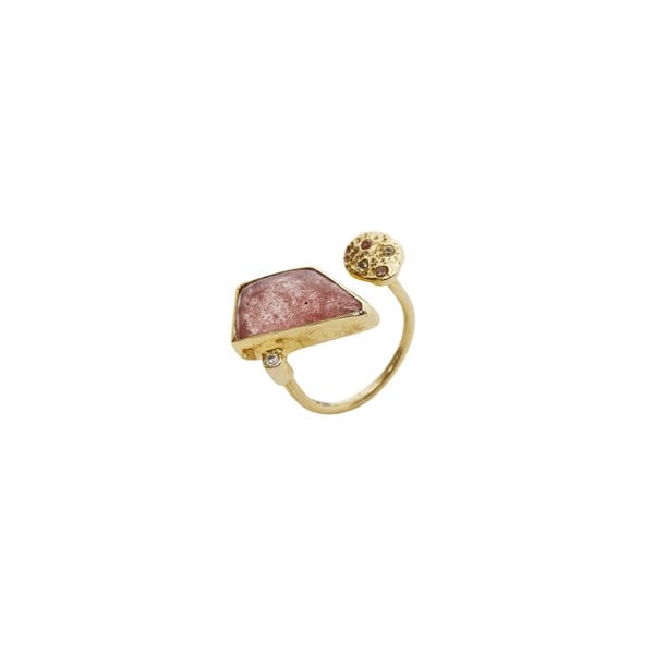 Natura Double Circle Tourmaline Sterling Silver Gold Plated Ring - Spero London