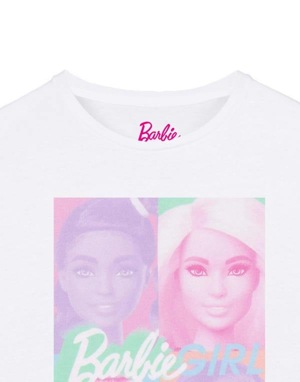Barbie Girls White Colour Block Portrait Short Sleeved T-Shirt