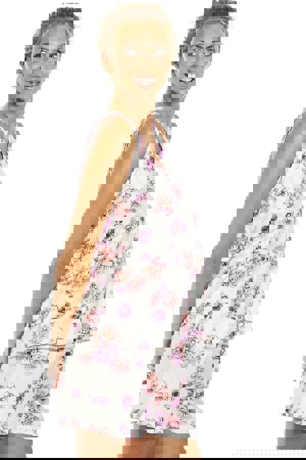 Camille Cream Lightweight Floral Print Short Pyjama Set