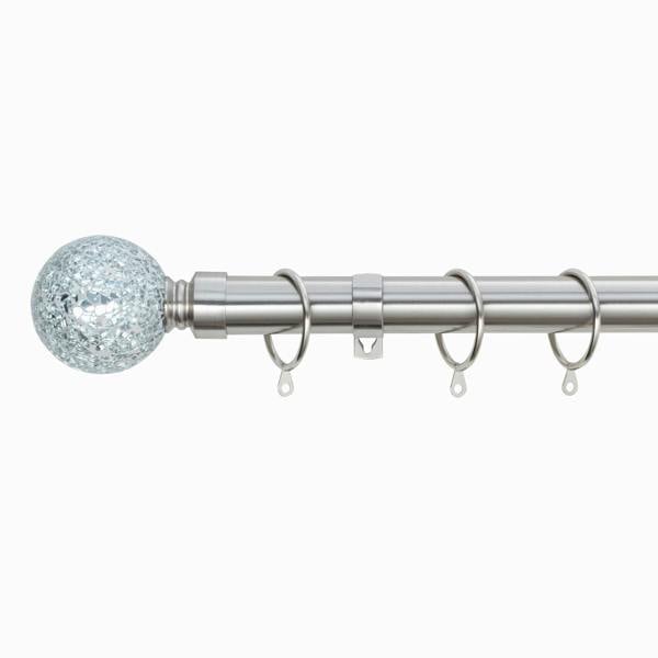A.Unique Home Crackle Ball Extendable Curtain Pole (25/28mm) (Brushed Steel,120cm - 220cm)